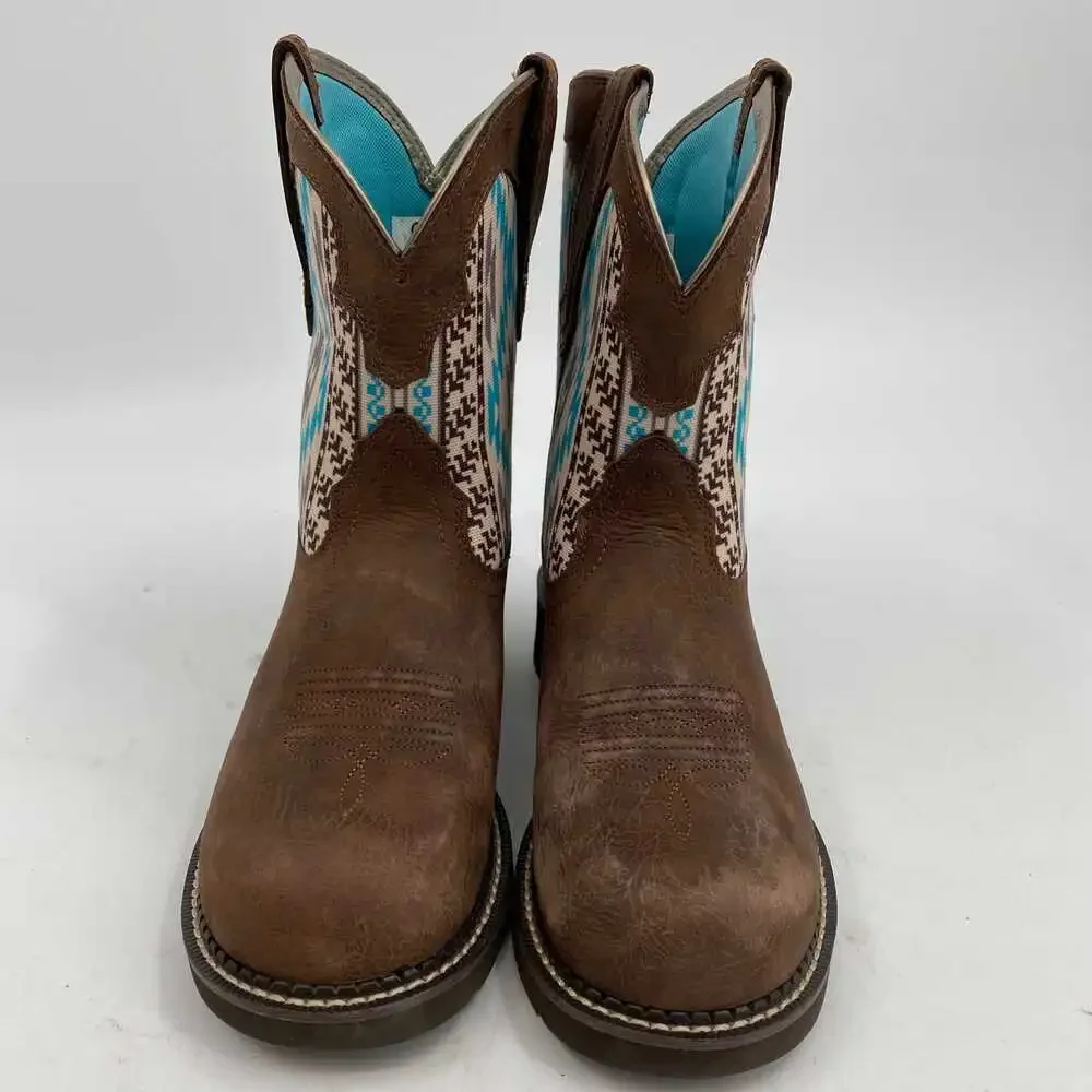 Ariat Brown Blue Aztec Pattern Western Boots | Women's 8.5 Regular